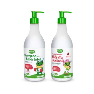 Imagem de Kit Shampoo E Condicionador Infantil Natural Bioclub® Hipoalergênico Com Queratina Vegetal Sem Sal Para Bebês e Crianças Perfume Suave 600ml