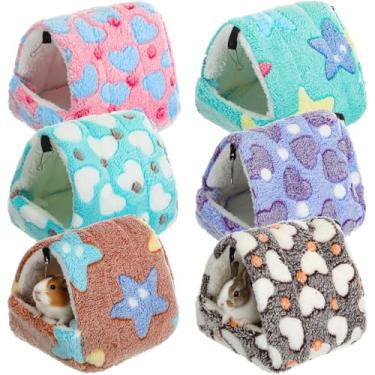 Imagem de AceOrbit 6 peças de esconderijos de porquinho-da-índia, túnel de ninho de porquinho-da-índia, lavável, acessórios de gaiola de animais pequenos, roupa de cama de rato para chinchila, coelho, hamsters