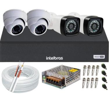 Imagem de Kit cftv 4 câmeras de segurança Dvr 4ch Intelbras full hd