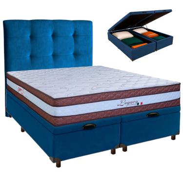 Imagem de Cama + Bau Blindado e Colchão Molas Ensacadas Queen - Legaccy Paropas + Cabeceira