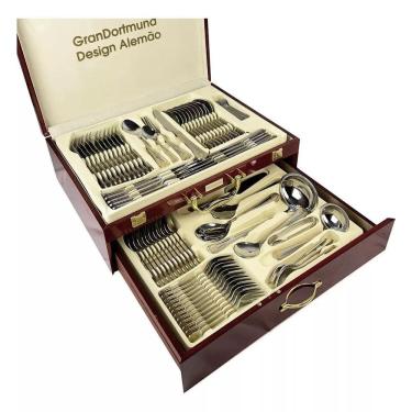 Imagem de Faqueiro Luxuoso 84 Peças - Banho Ouro 24k