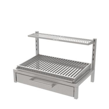 Imagem de Churrasqueira De Inox Com porta Para Alvenaria 74X45 Grelha Argentina 