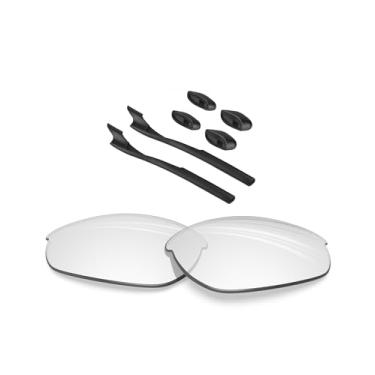 Imagem de BLAZERBUCK Lentes de reposição e kit de meias para óculos de sol Oakley Half Jacket 2.0 OO9144, transparente HD com bloqueio de luz azul, 0