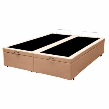 Imagem de Base Cama Box Bau Bipartido Casal Bege Sintetico Premium 47x138x188 - 