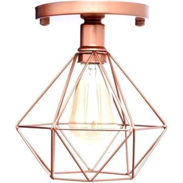Imagem de Lustre De Teto Industrial Plafon Retrô Aramado Diamante Rose Escuro - 
