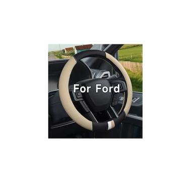 Imagem de OHHMNKK Capa de volante para carro, van, semi caminhão, trailer, ônibus, 38 a 40 cm, couro para viagem de volante, aderência máxima de couro vegano, antiderrapante, confortável, proteção resistente