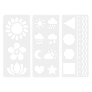 Imagem de 3 Peças de Stencils Diário, Modelos de Stencil Registo e Agenda Ferramenta Desenho Flexível Reutilizável para Diário Calendário Scrapbooking Cadernos Artesanato DIY