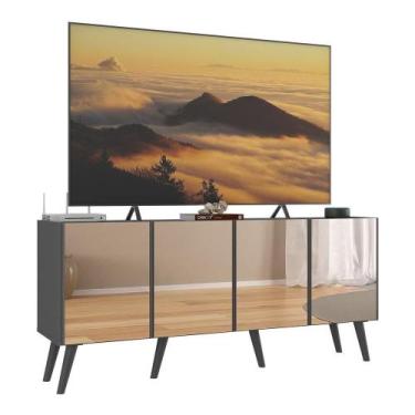 Imagem de Rack Até 50 Polegadas Retrô Com Espelhos Mp1082 Grafite preto - MULTIM