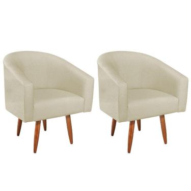 Imagem de Kit 02 Poltronas Decorativas Sala De Estar Recepção Luiza Pés Palito Suede - Amarena Móveis Bege