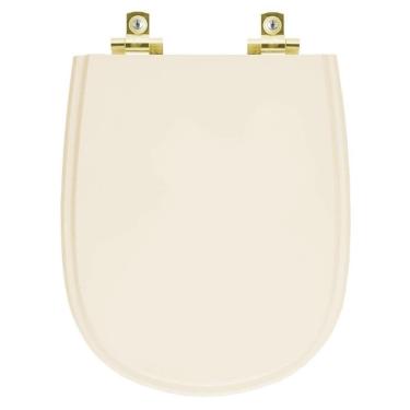Imagem de Assento Sanitário Com Amortecedor Paris Bone Para Vaso Ideal Standard Com Ferragem Dourada