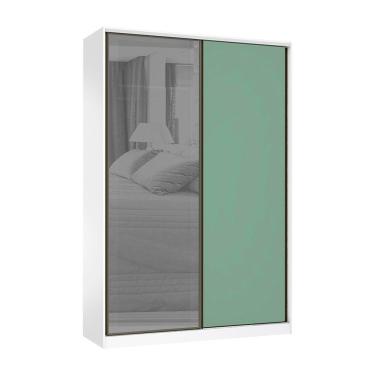 Imagem de Guarda Roupa 2 Portas 159cm Prata Branco Com Verde Jade