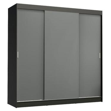 Imagem de Guarda-roupa Casal Madesa Reno 3 Portas Correr Preto Cinza