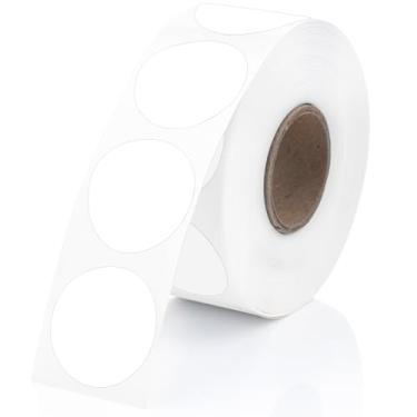Imagem de Perco Etiquetas adesivas térmicas brancas de círculo redondo de 2,5 cm - 735 etiquetas por rolo, compatível com impressora térmica direta, adesivo permanente, cores vibrantes, fixação forte, perfurado