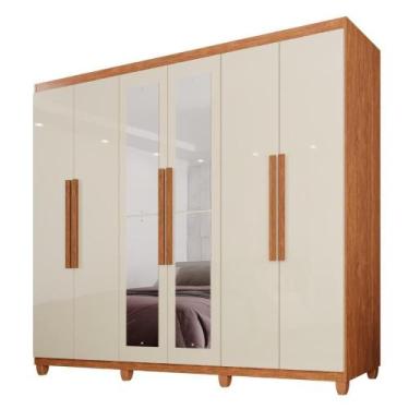 Imagem de Guarda Roupa Casal 100% MDF 6 Portas E 4 Gavetas Espanha Com Espelho T