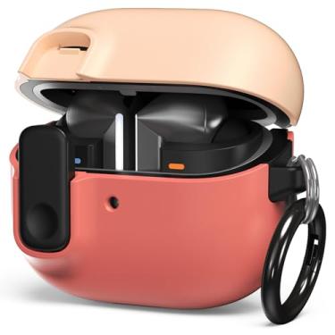Imagem de VRS DESIGN Capa moderna com trava para Samsung Galaxy Buds 3 FE (2025), Buds 3 Pro e Buds 3 (2024), Samsung Galaxy Buds 3 / Buds 3 Pro capa protetora segura e fofa (pêssego e coral) [patente
