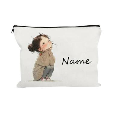 Imagem de Bolsa De Maquiagem Personalizada Com Padrão De Menina Vintage, Bolsa D