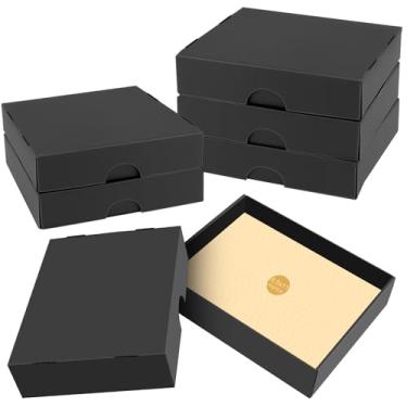 Imagem de ATPWONZ Pacote com 6 caixas de armazenamento de papel A4 para arquivo de cartas de 28 x 21,6 cm, organizador de fotos de papelão com tampa, recipientes de armazenamento de artesanato/artes, caixa de
