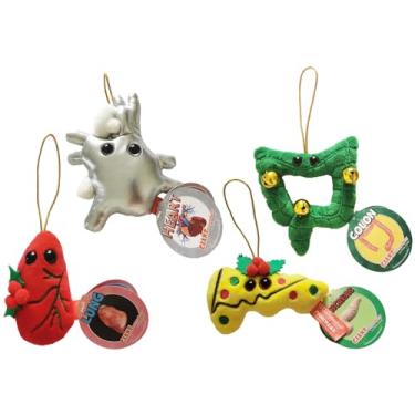 Imagem de Pacote de ornamentos de pelúcia de órgão GIANTmicrobes – Deck The Halls com coração, cólon, pulmão e pâncreas festivos - ornamentos científicos, ornamentos de assistente médico, presentes secretos de