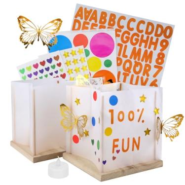 Imagem de FuHigh DIY Pacote com 10 lanternas flutuantes de papel de 15 cm, lanternas de água de madeira com velas, decoração para festas na piscina (10, lanternas com velas de LED)