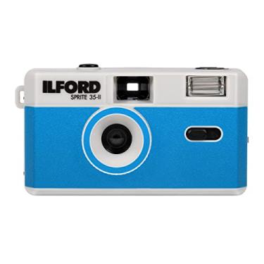Imagem de Ilford Câmera de filme analógico Sprite 35-II reutilizável/recarregável de 35 mm (prata e azul)
