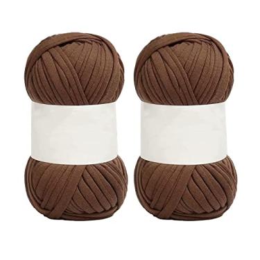 Imagem de KIMISS 5 Unidades de Fio de Espaguete - Fio de Algodão Macio de 0,8 pol. de Largura Em Cores Brilhantes para Projetos de tricô, crochê e Faça você Mesmo - Ideal para Tapetes, Cestas e macramê (Cáqui Escuro)