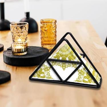 Imagem de Suporte de guardanapo, dispensador de guardanapo oco triangular de ferro moderno para bancadas de cozinha, mesas de piquenique, decoração de quarto, organizador de lenços para papel padrão, preto
