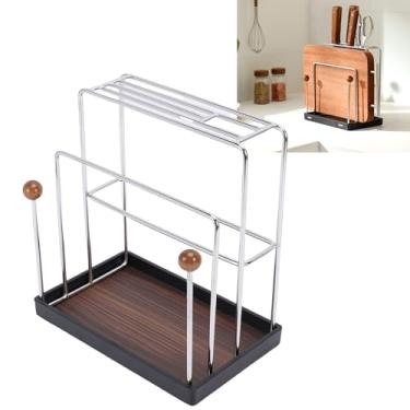 Imagem de Depisuta Organizador de Tábua de Corte, Suporte de Faca Organizador de Tábua de Corte de Aço Inoxidável, Suporte de Utensílio de Bancada Bloco de Faca Organizador de Cozinha Com Bandeja de (Área de