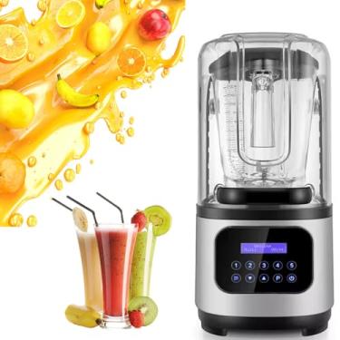 Imagem de Liquidificador Multifuncional de 1500 W com tampa à prova de som, painel sensível ao toque e copo de 2000 ml para smoothies, nozes, gelo e frutas
