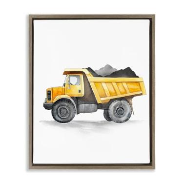 Imagem de Stupell Industries Working Trucks Dump Vehicle Brown Framed Floater Canvas Wall Art, design por Christine Simpson Art, 78 x 63 cm