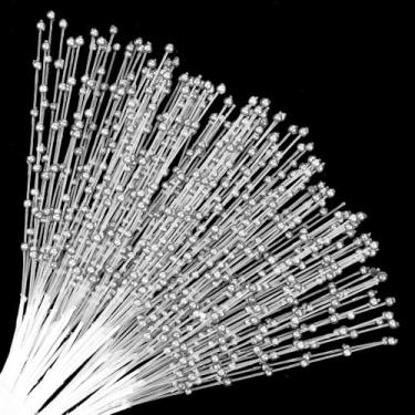 Imagem de 50 peças de pérolas para decoração de Natal, prata 4 mm pérolas com contas buquê de spray, arranjos florais para buquê de flores de noiva, decoração de mesa de festa, guirlanda de corsage