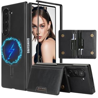 Imagem de Fofvccv Capa carteira para Samsung Galaxy Z Fold 7 compatível com Magsafe, suporte magnético destacável 2 em 1 de couro com suporte flip à prova de choque com bloqueio de RFID para Galaxy Z Fold7 C1