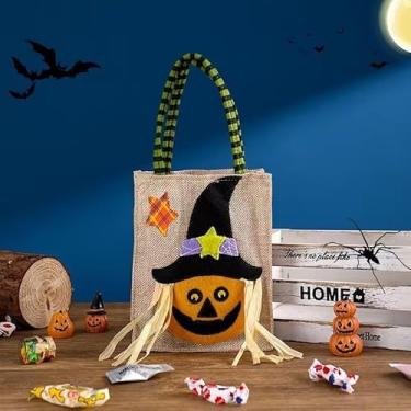 Imagem de Decorações de Halloween, lembrancinhas de festa de doces ou travessuras, bolsas não tecidas, sacolas de presente para meninas e meninos Chrilden (abóbora)