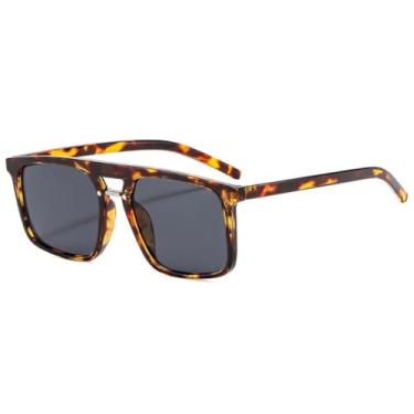 Imagem de HCPIHF Óculos de sol vintage de luxo feminino e masculino, punk, degradê UV400 (leopardo-preto)