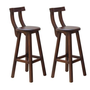 Imagem de Kit 2 Banquetas Alta Com Encosto Madeira Maciça - Imbuia