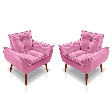 Imagem de Kit 02 Poltrona Opala Decorativa Suede Rosê