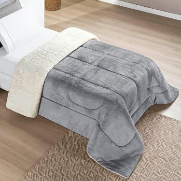 Imagem de Edredom Solteiro Coberdrom Sherpa/mantinha Everest 1 Peça - Cinza
