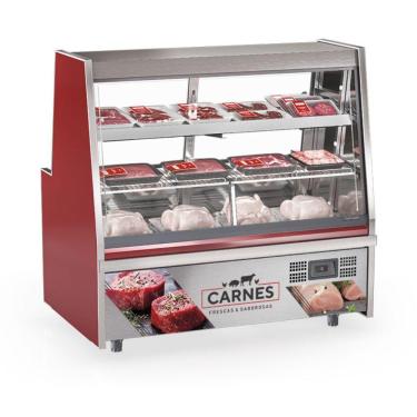 Imagem de Balcão De Frios E Avícola Aquecido Grta150a Gelopar Expositor De Carnes 1,5mt Vermelho 220v