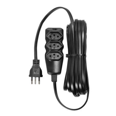Imagem de Extensão Elétrica 3 Tomadas Pp Plano 3x0,75 10m Preta