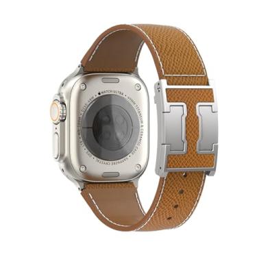 Imagem de Pulseira de couro magnética compatível com Apple Watch séries 10 de 42 mm, 46 mm, 9, 8, 7, 6, 5, 40 mm, 41 mm, 44 mm, 45 mm, 49 mm, para iWatch SE/Ultra 1/2 (marrom + prata, 42 mm/44 mm/45 mm/46 mm/46