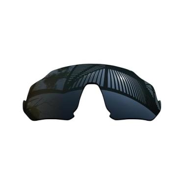 Imagem de MYCOURAG Lentes de substituição compatíveis com óculos de sol Oakley Flight Jacket - preto sólido polarizado