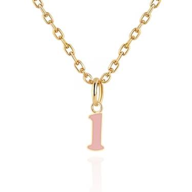 Imagem de Colares com inicial feminina, banhado a ouro 14K com letra A-Z com esmalte colorido, corrente ajustável de 45,7 a 50,8 cm - Presentes de Dia dos Namorados para ela, presentes de aniversário, presentes