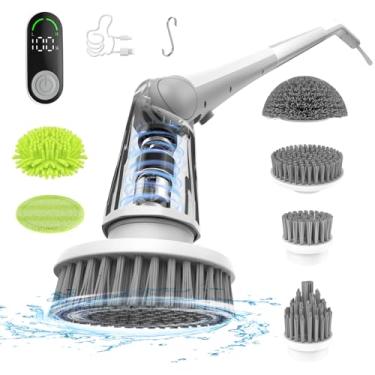Imagem de Esfregão giratório elétrico – Escova de limpeza potente à prova d'água sem fio com 6 cabeças substituíveis, esfregão multisuperfície recarregável para banheiro, cozinha, pisos, azulejos e muito mais