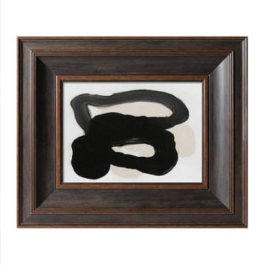 Imagem de CCPEAR Arte de parede marrom abstrata emoldurada, arte de decoração de tela de linha neutra impressões estéticas, pinturas minimalistas para sala de estar, quarto, banheiro, dormitório