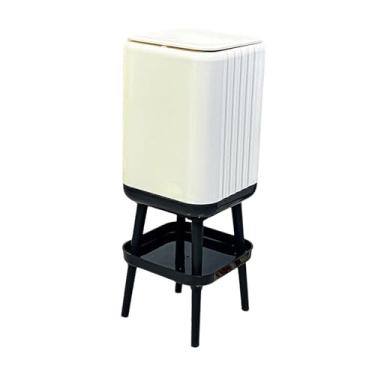 Imagem de Ｂｅｓｇａ Lixeira com pés, cesto de lixo doméstico com prateleira de armazenamento, lixeira para banheiro, escritório e sala de estar, com Tampa