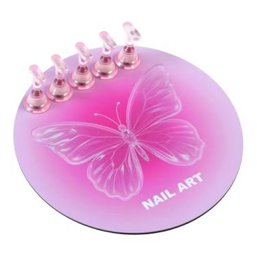 Imagem de oshhni Suporte para Exibição de Unhas, Base de Prática, Acessórios, Suprimentos, Equipamento Portátil Reutilizável para Salão de Beleza, Prateleira para, Rodada Rosa