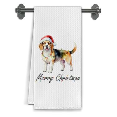 Imagem de Elefeltclave Toalhas de cozinha para cães Beagle Merry Christmas, presentes de beagle para mulheres e homens, toalhas de chá para decoração de cozinha, presentes de mãe para amantes de cães, toalha de