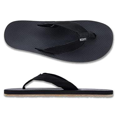 Imagem de Scott Hawaii – Sandália masculina de borracha preta durável com flip-Flops, Preto, 11