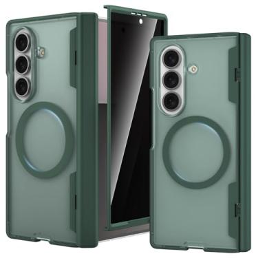 Imagem de Ruky Capa para Z Fold 7, [compatível com MagSafe] com protetor de tela de privacidade integrado e proteção de dobradiça, capa protetora transparente magnética magnética para celular para Samsung