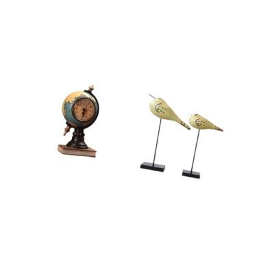 Imagem de Fenteer Relógio de Mesa Moderno com Estatueta de Pássaro em Formato de Globo Terrestre, Peça de Colecionador, Artesanato Decorativo para Prateleira, Escritóri