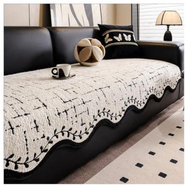 Imagem de SPXMQSS Capa para sofá, capa de sofá macia de chenille para seção, antiderrapante, capa de sofá 1, 2, 3, 4 lugares, universal, em forma de L, capa de sofá C 90 x 300 cm